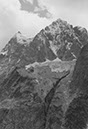 Pelvouxgruppe, Hauptgipfel des Pelvoux (rechts, 3938 m), von Nord aus gesehen